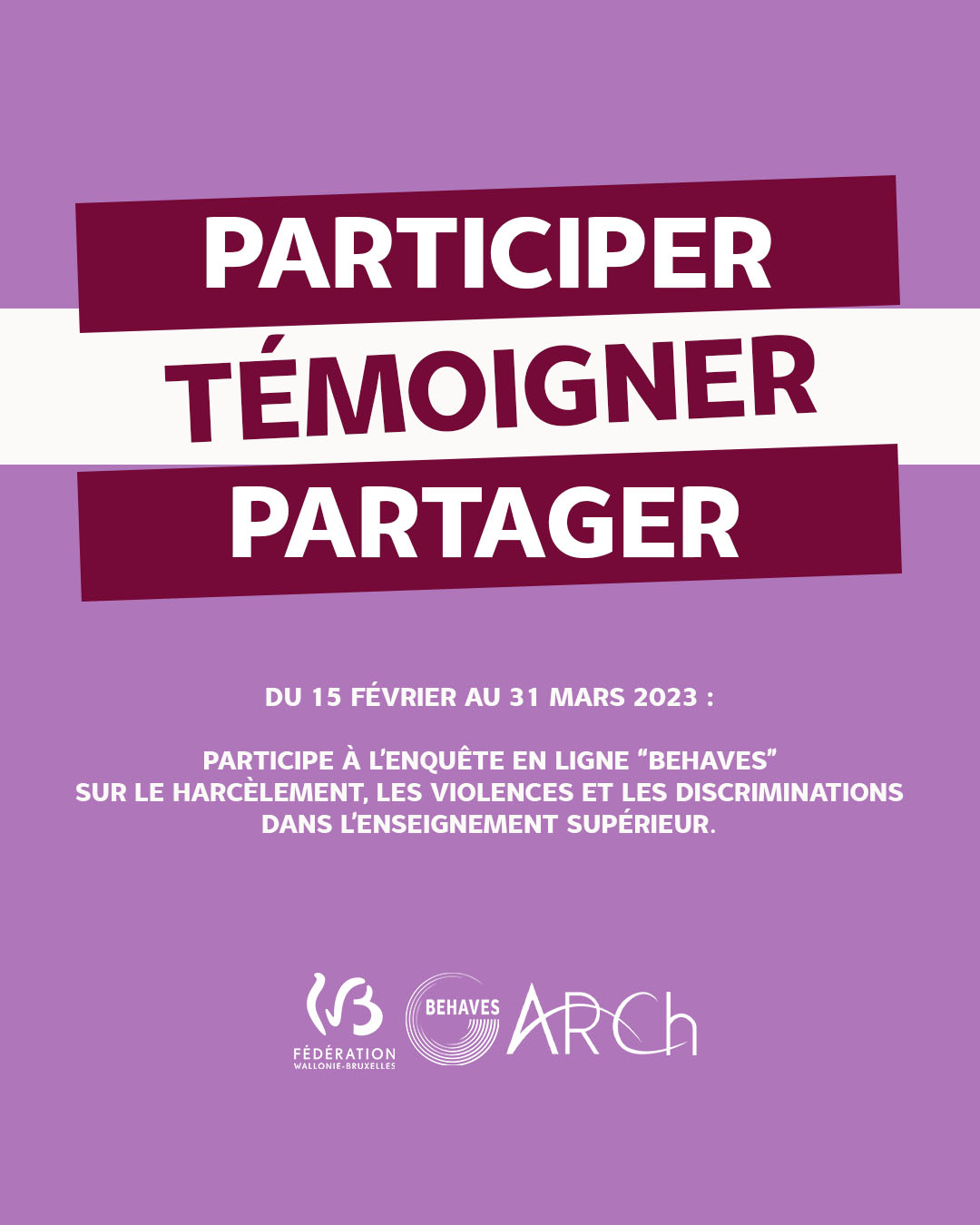 Affiche BEHAVES — Participer, Témoigner, Partager