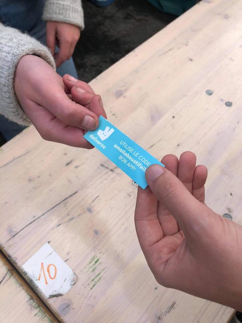 Ticket boisson gratuit aux couleurs de Deliveroo